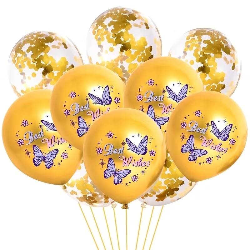 Best Wishes Yellow Glitter Balloon Bundle