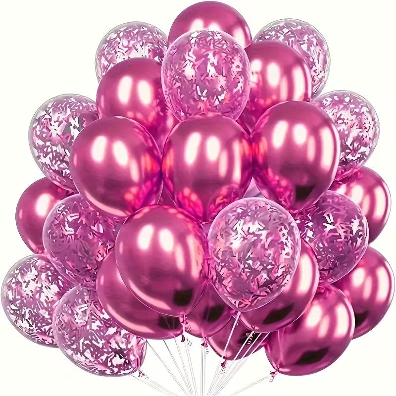 Rose Red Metallic Confetti Balloon Bundle