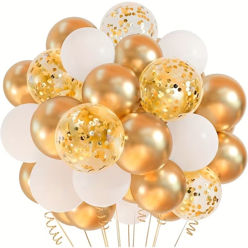Celebration Gold Glitter Balloon Bundle