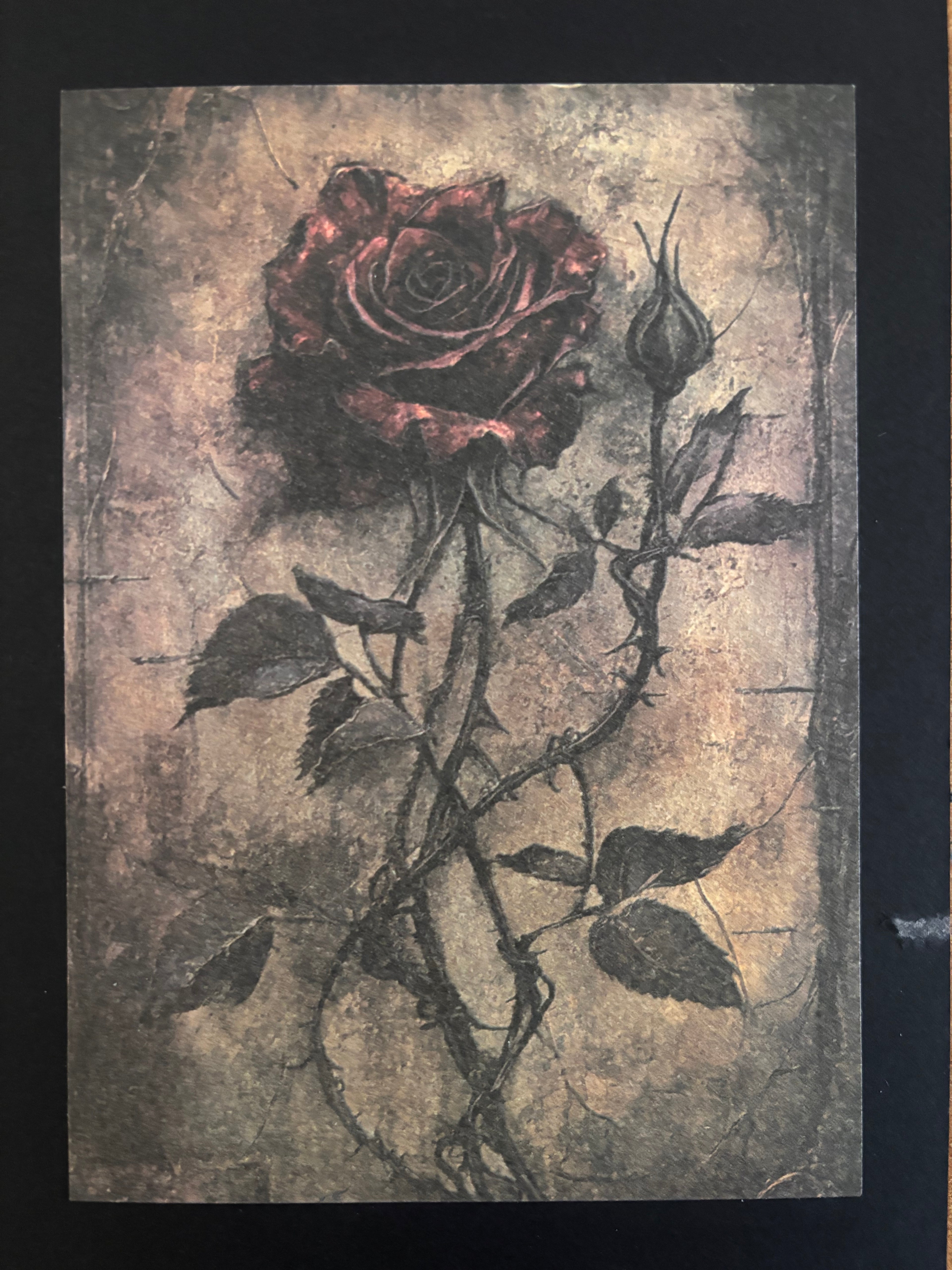 Gothic Vintage Cards – Gothic Rose Greeting Card