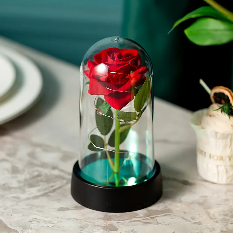 Rose Glass Cover Rose in Glass Dome